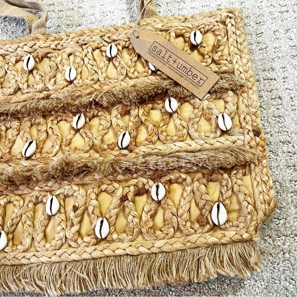 Salt + Umber Isla Jute Seashell Beach Straw Tote Bag Beachy Travel Summer NEW - Picture 3 of 9